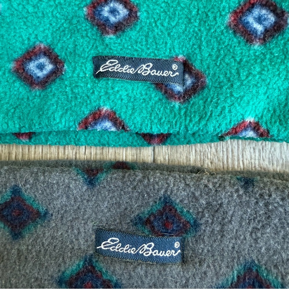 Eddie Bauer vintage fleece headbands Aztec 90s unisex geometric pair set - Picture 2 of 5